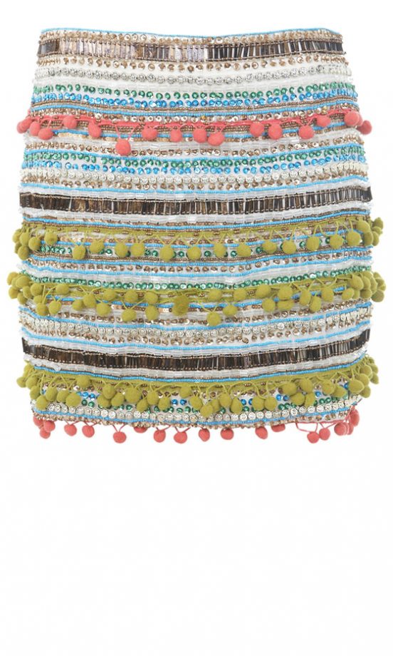 Miss Selfridge Pom Pom Embellished Skirt, £75