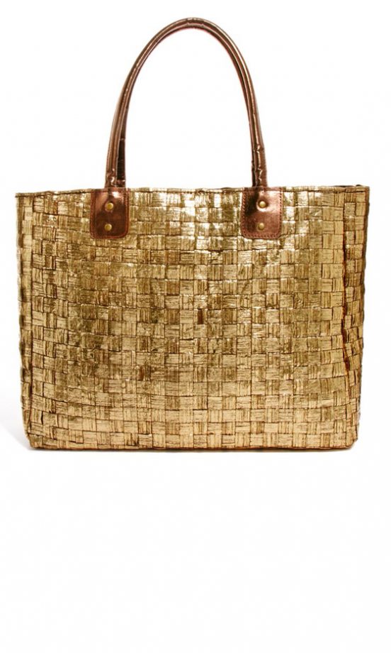 New Look Metallic Woven Beach Bag, £12.99