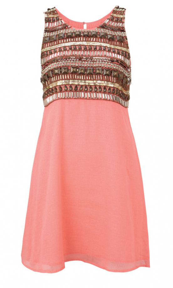 Topshop Coral Studded Dress