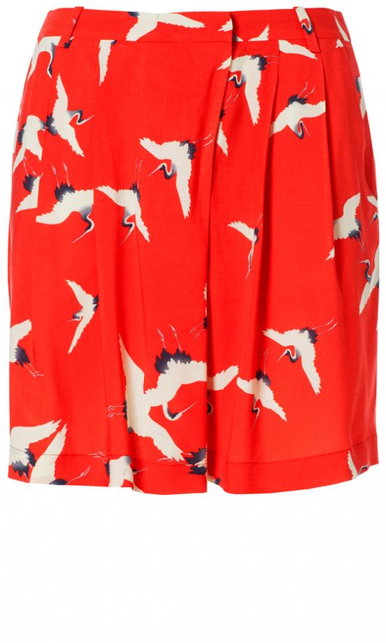 Zara Summer 2013 Bird Print Red Shorts
