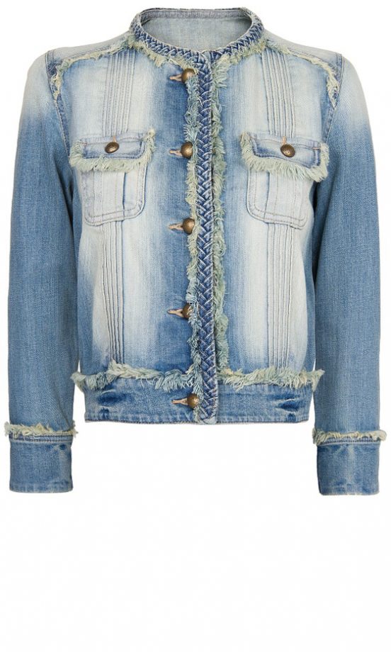 Mango Woven Trim Denim Jacket, £59.99