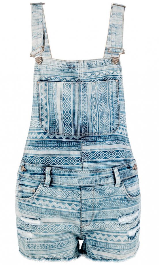Zara Summer 2013 Printed Denim Dungarees