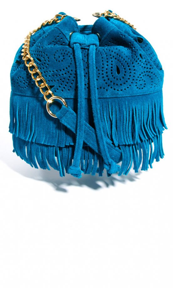 Asos Blue Leather Fringe Duffle Bag, £45