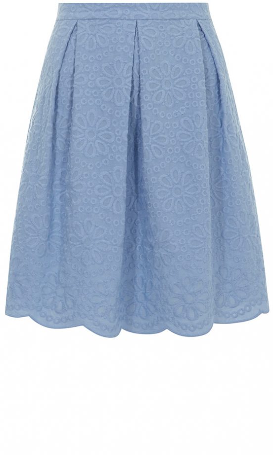 Dorothy Perkins Blue Broderie Midi Skirt, £30