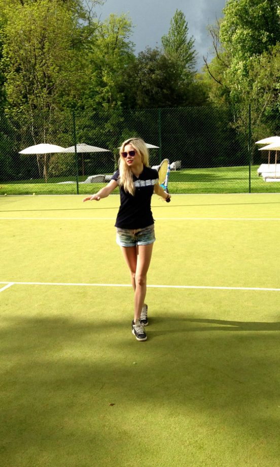 Nina Nesbitt Wearing A Lacoste T-Shirt At Babington House, 2013