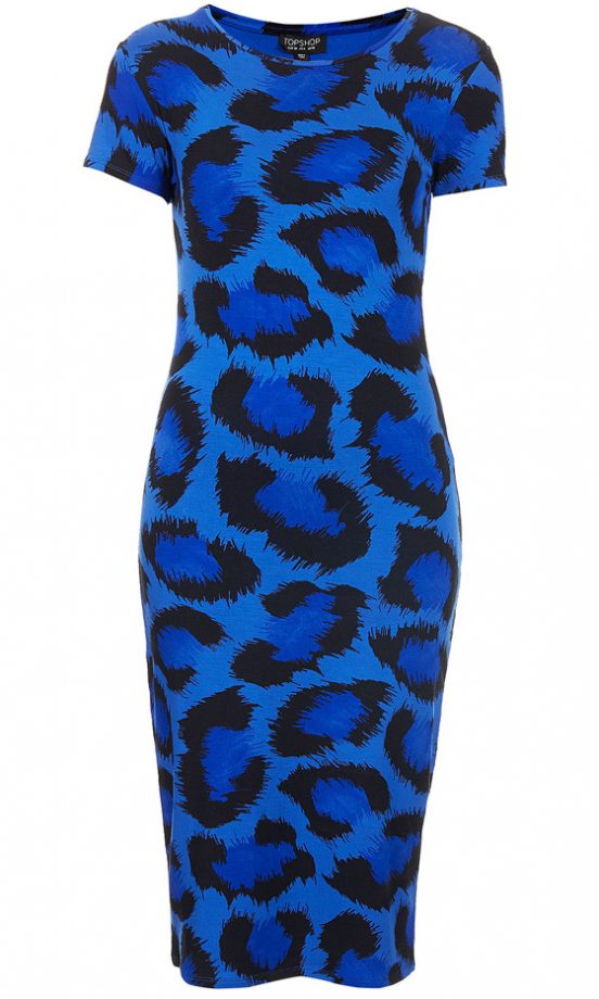 Topshop Blue Leopard Print Bodycon Dress, £35