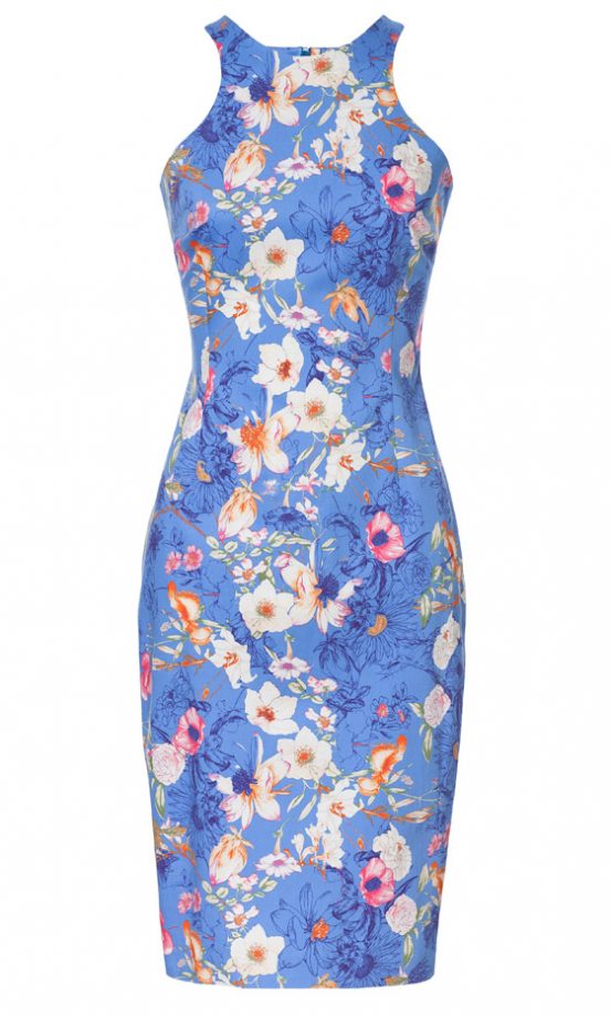 Zara Blue Floral Bodycon Dress, £45.99