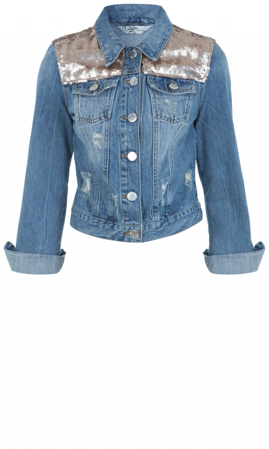 Miss Selfridge Sequin Panel Denim Jacket, £49