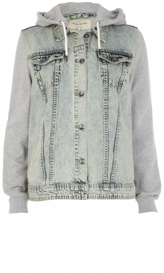 River Island Acid Wash Contrast Sleeve Jacket, £50