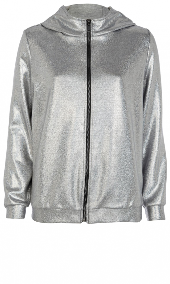 River Island Silver Hooded Bomber Jacket, £50