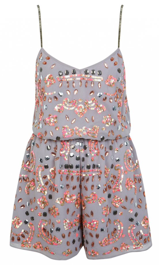 Miss Selfridge Grey Embellished Playsuit, £69