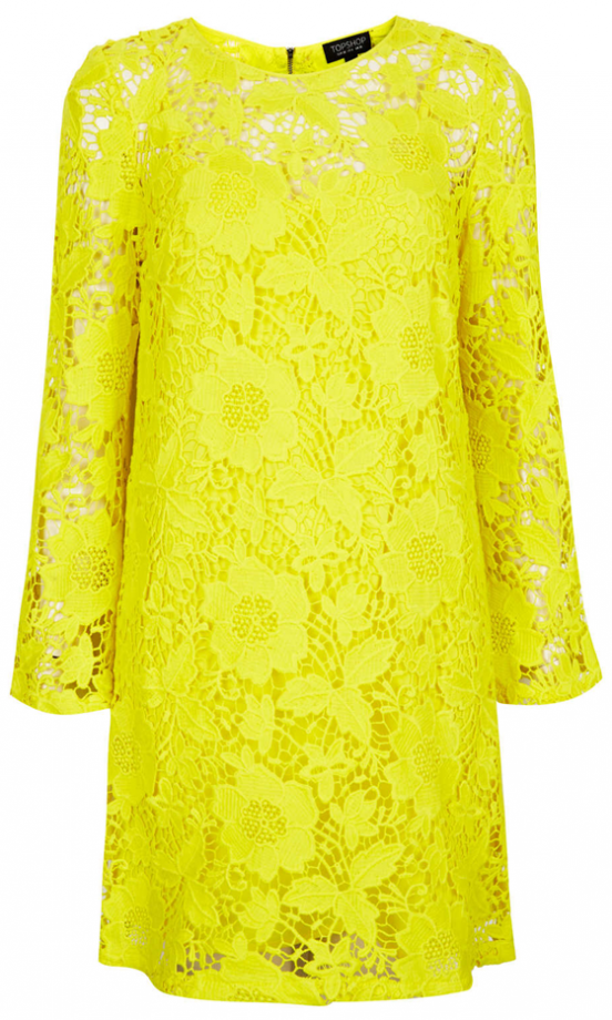 Topshop Bright Yellow Lace Shift Dress, £75