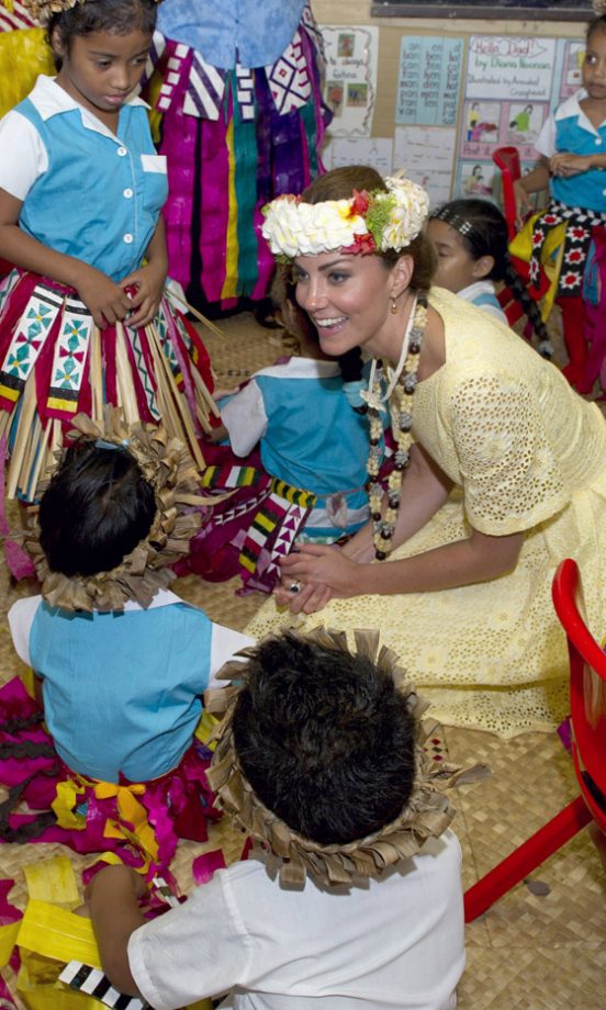 Kate Middleton, Duchess Of Cambridge, With Children At A Primary School In Tuvalu, 2012