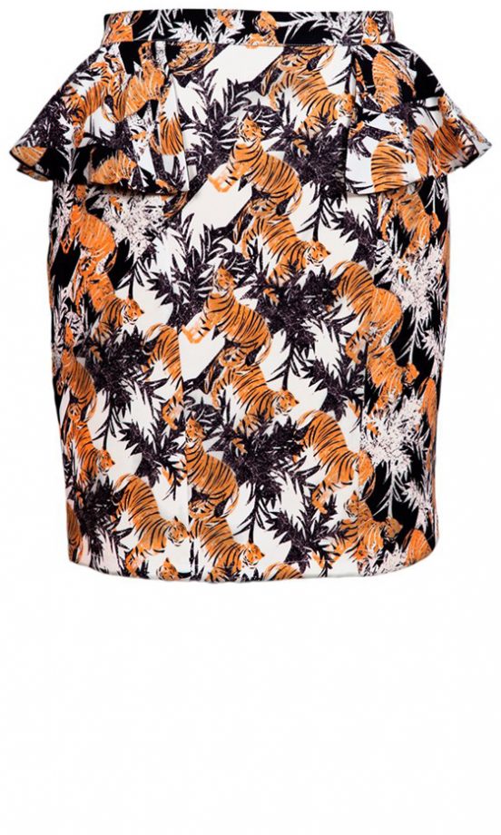 Liquorish At Pretaportobello.com Tiger Print Peplum Skirt, £45