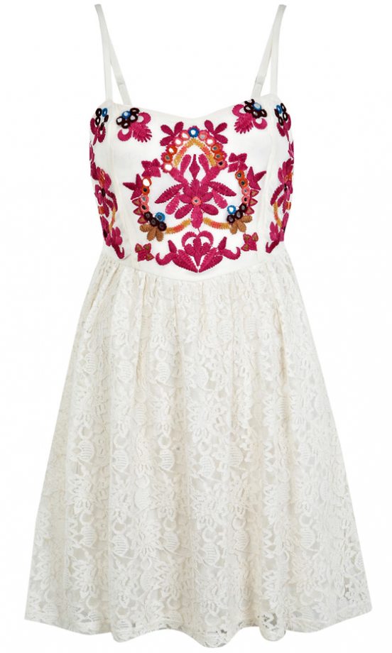Miss Selfridge Embroidered Lace Dress, £45