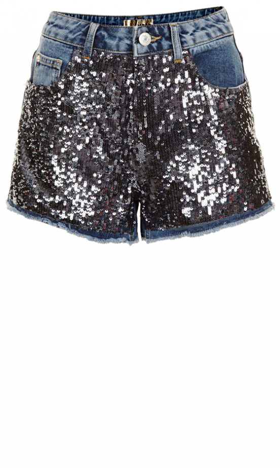 Topshop Sequin Denim Boy Shorts, £48