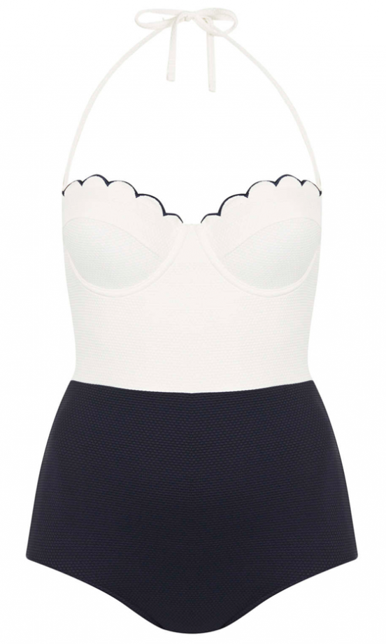 Topshop Cream Texture Scallop Swimsuit, £36