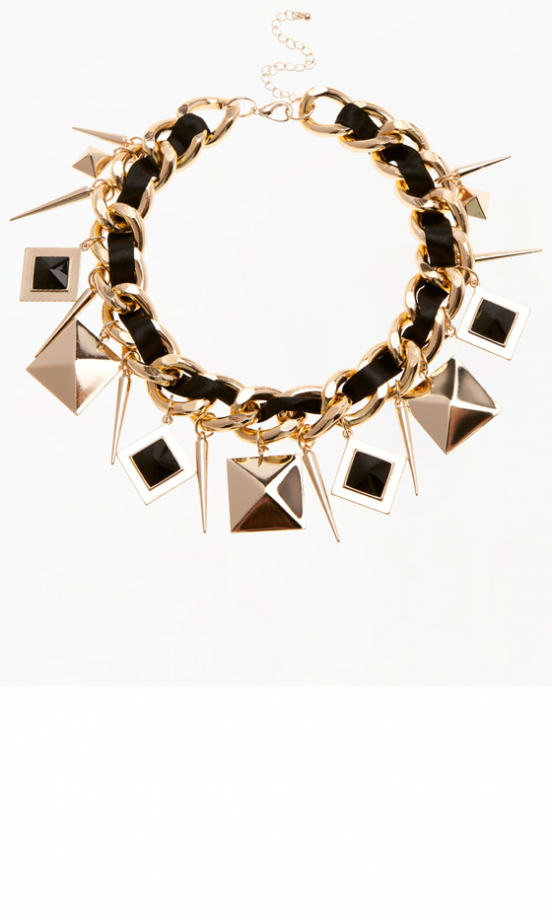 Bershka Spikes And Pyramids Necklace, £16.99