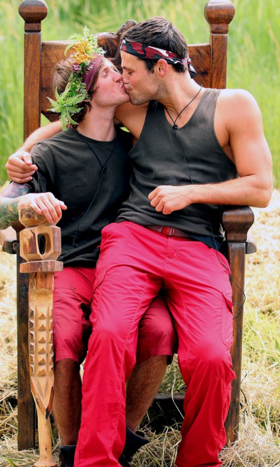 Mark Wright Can't Contain His Love For I'm A Celeb Pal Dougie Poynter On The Winners Throne In Australia, Snoggers! 2011
