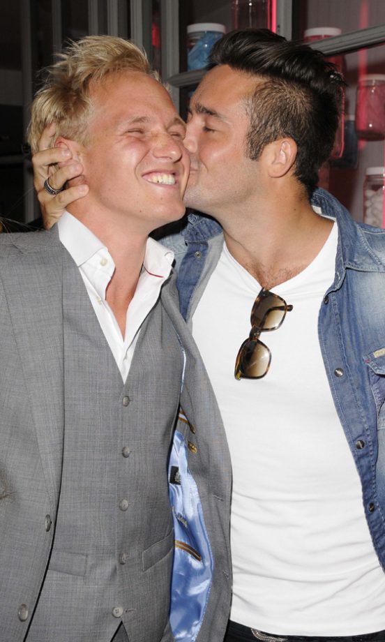 Spencer Matthews Is All Proud As He Plants A Kiss On Co-Star And Real Life BFF Jamie Laing's Cheek At Candy Kittens' Launch, 2012