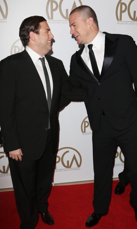 Jonah Hill And Channing Tatum Aren't Afraid Of A PDA As They Both Reach Out For Each Other On The Red Carpet In LA, 2013