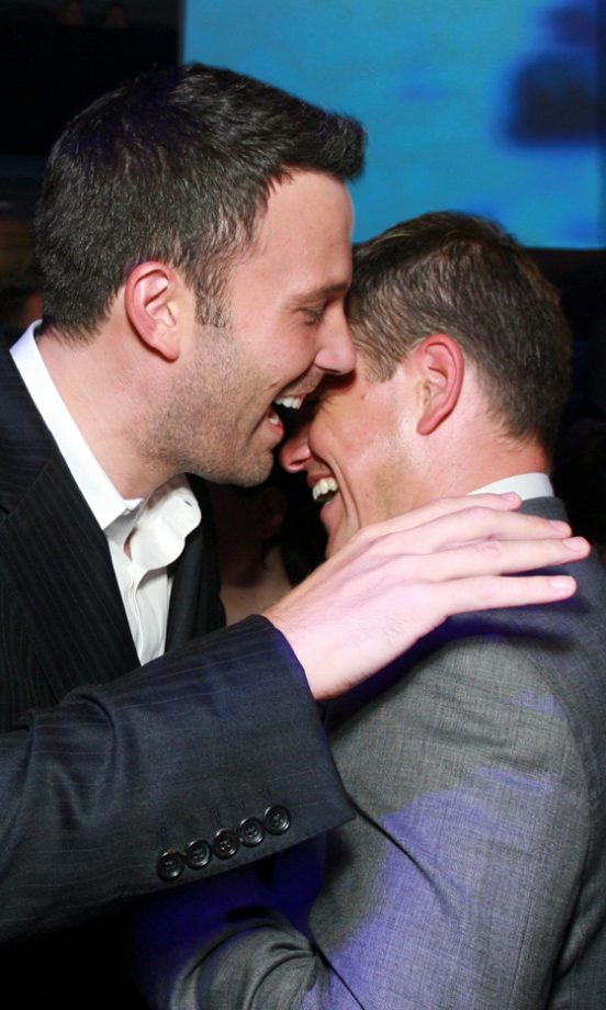 Ben Affleck Whispers Sweet Nothings Into Long-Time Best Bud Matt Damon's Ear At A Premiere In LA, 2007