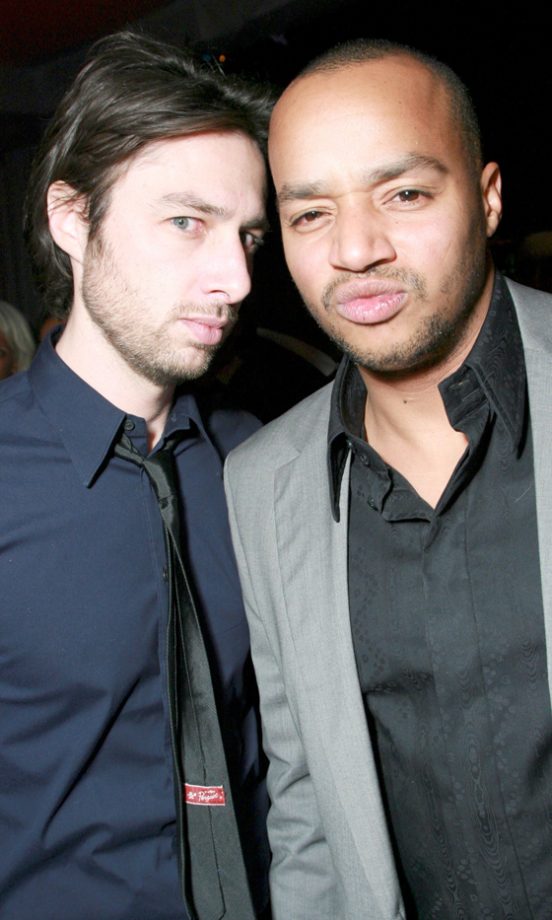 Zach Braff And Donald Faison Pucker Up As They Party Together At One Of P Diddy's Legendary Bashes In LA, 2008
