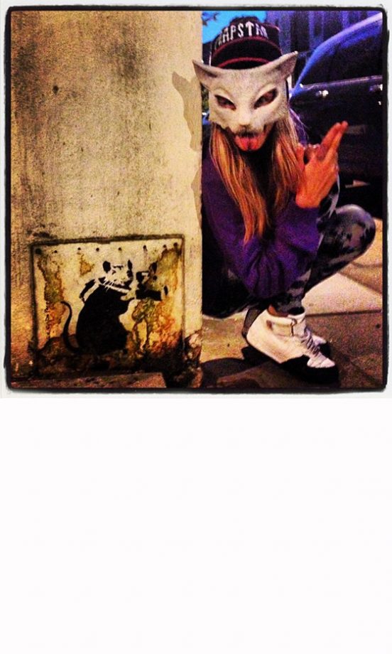 Cara Delevingne Plays Banksy In A Rat Mask, 2013