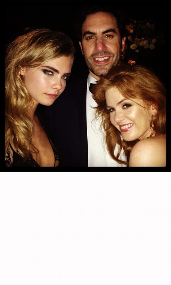 Cara Delevingne Poses With Comedy Couple Sacha Baron Cohen And Isla Fisher, 2013