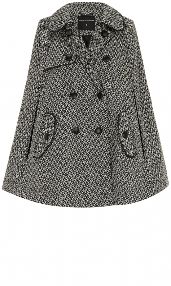Dorothy Perkins Tweed Leather Look Cape, £65