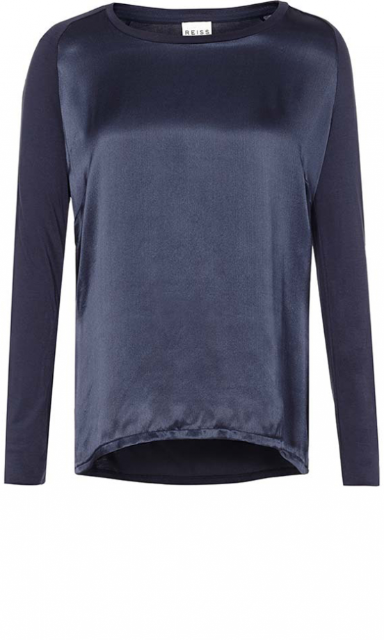 Reiss Silk Front Navy Top, £69