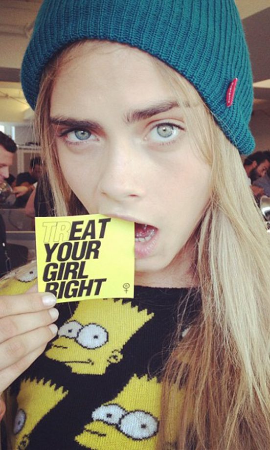 Cara Delevingne Backstage At The Oscar De La Renta SS13 Show At New York Fashion Week, 2012