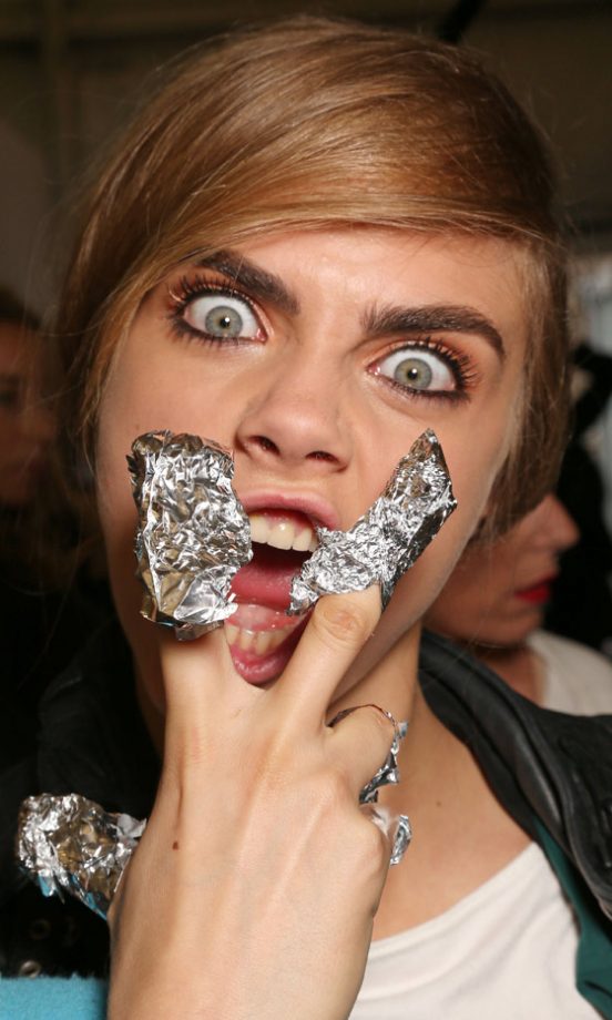 Cara Delevingne Backstage At Louis Vuitton SS13 Show At Paris Fashion Week, 2012