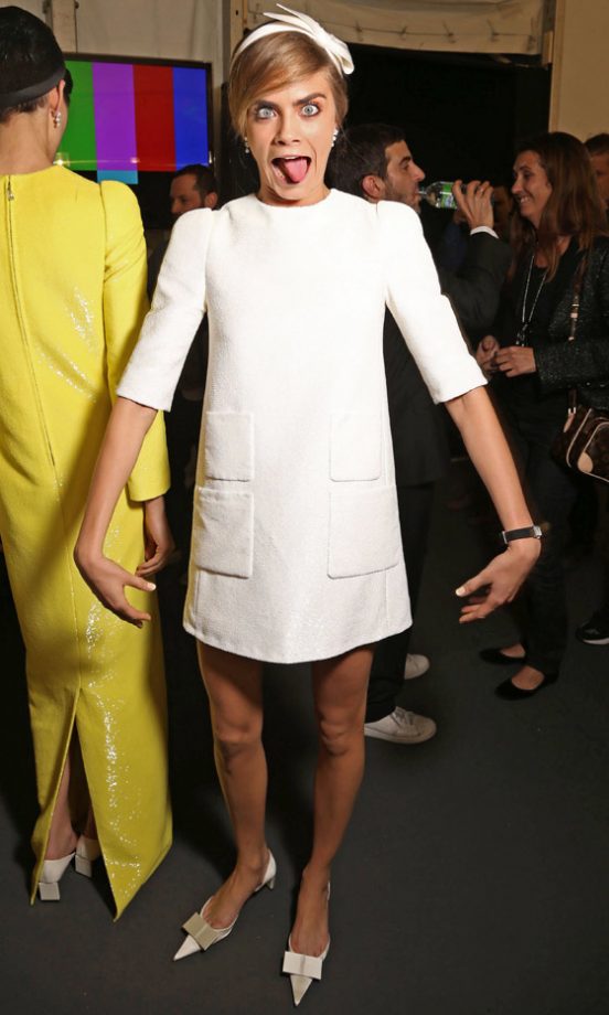 Cara Delevingne Backstage At Louis Vuitton SS13 Show At Paris Fashion Week, 2012