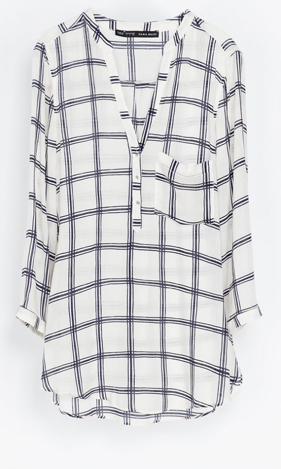 Zara AW13 White And Black Grid Check Shirt