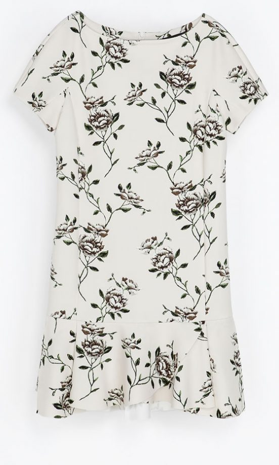 Zara AW13 Flower Print White Dress