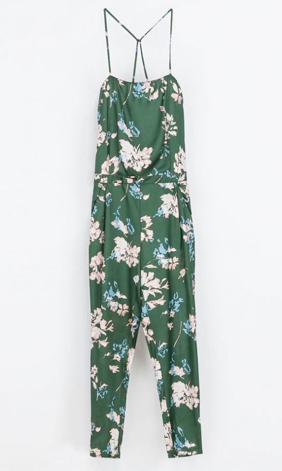 Zara AW13 Green Floral Print Jumpsuit