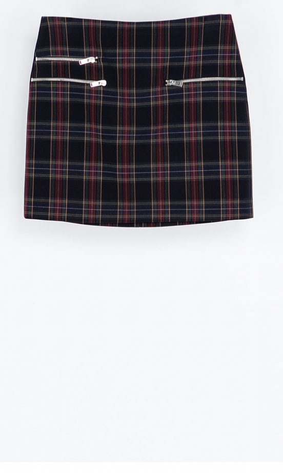 Zara AW13 Tartan Skirt With Zips