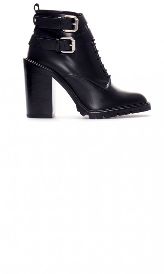 Zara AW13 Black Heeled Buckle Lace Boots