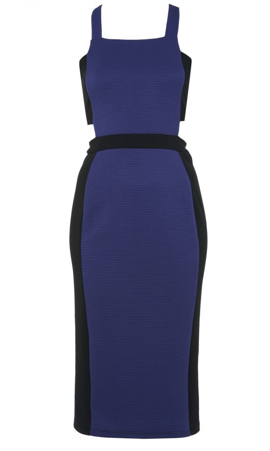 Miss Selfridge Navy And Black Cut Out Midi Dress