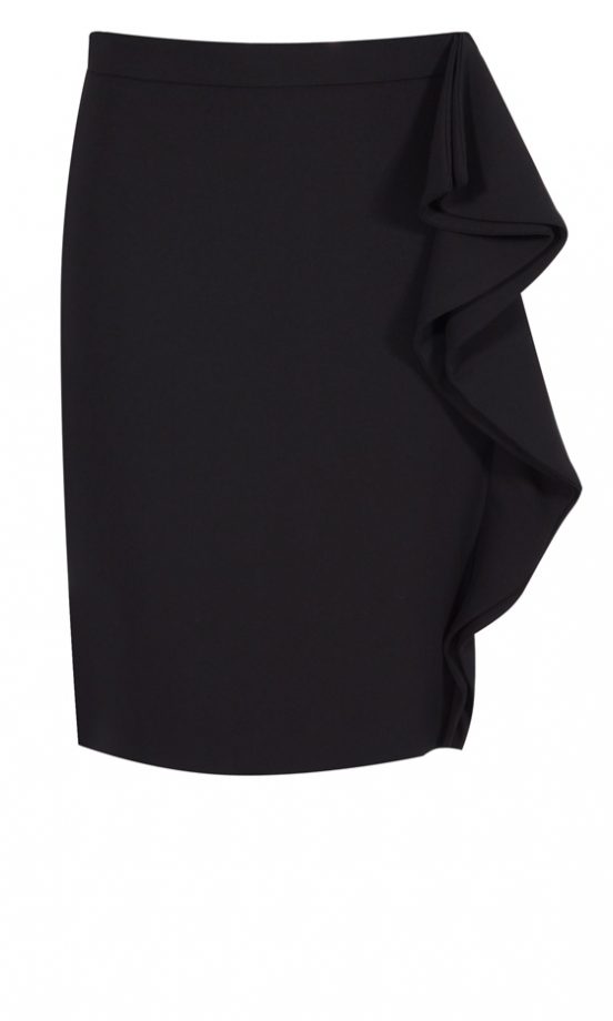 Zara AW13 Black Pencil Skirt With Ruffle