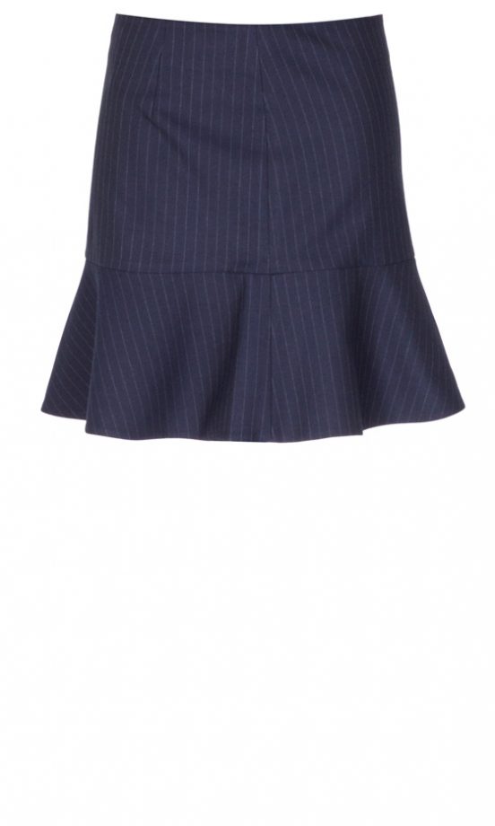 Zara AW13 Navy Blue Pin Stripe Ruffle Skirt