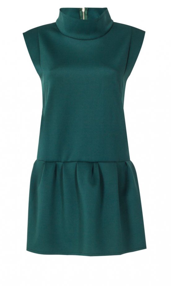 Zara AW13 Polo Neck Green Ruffle Dress