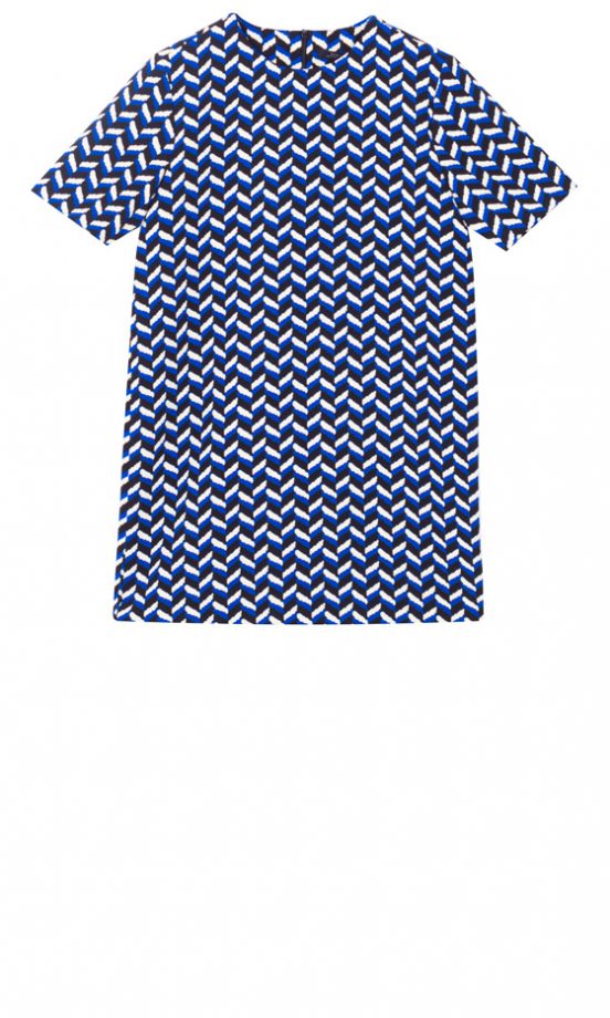 Zara AW13 Blue White Black Geometric Print Top