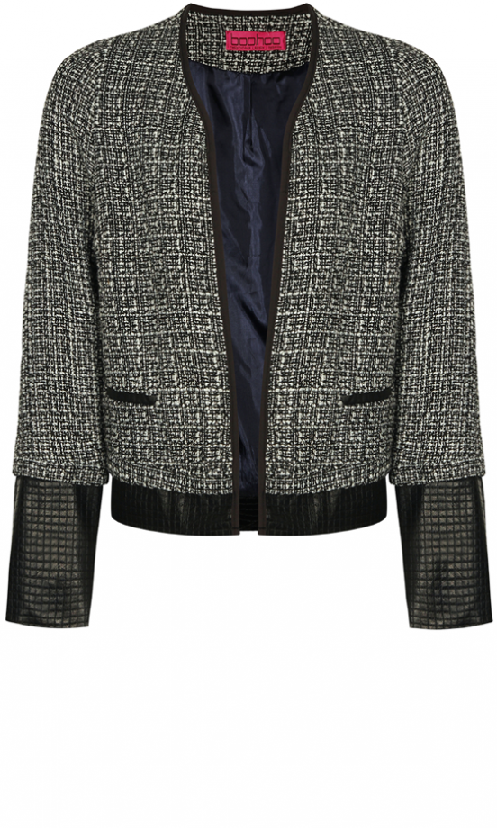 Boohoo AW13 Tweed & PU Collarless Blazer, £25