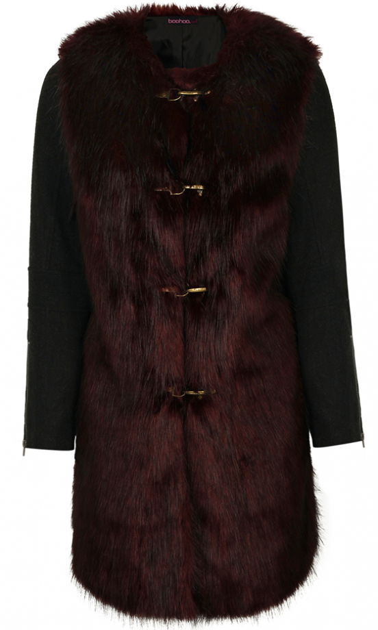Boohoo AW13 Red Faux Fur Coat, £60