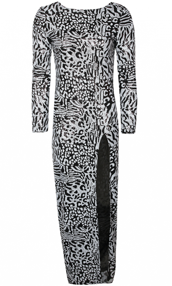 Boohoo Boutique AW13 Monochrome Sequin Split Dress, £50