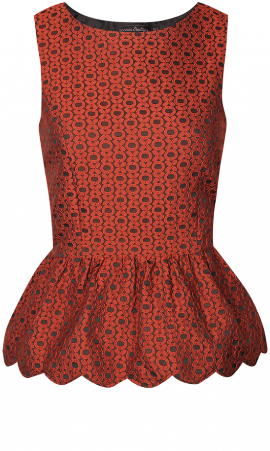 Boohoo Boutique AW13 Brocade Scalloped Peplum Top, £25