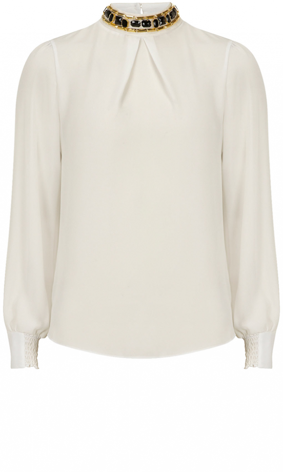 Dorothy Perkins Ivory Embellished Neck Blouse, £30
