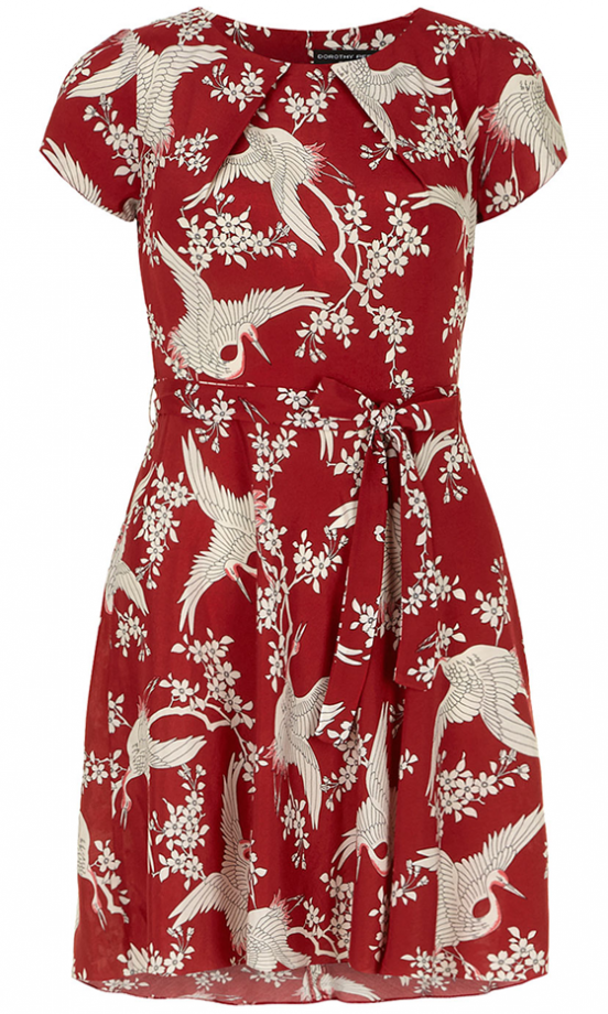 Dorothy Perkins Red And Ivory Oriental Dress, £38